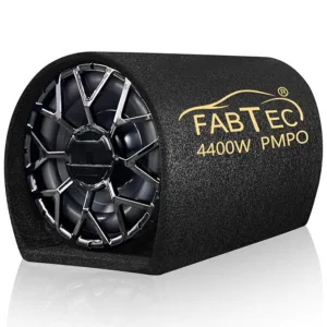 FABTEC 8 Inch High Power Active Super Car Bass Tube Subwoofer with Inbuilt Amplifier Powerful Audio and Deep Bass 4400W (Black)
