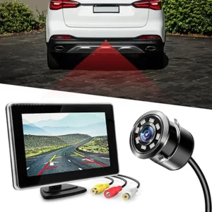 FABTEC 5" Dashboard TFT Screen with 8 LED Rear View Reverse Parking Camera Combo