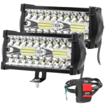 FABTEC 7 Inch 36 LED White Fog Bar Light for All Motorcycles Bike & Scooty with On/Off Switch