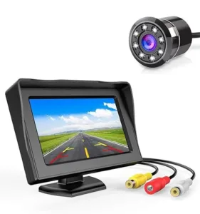 FABTEC 4.3 Inch Dashboard TFT Screen with 8 LED Rear View Reverse Parking Camera Combo