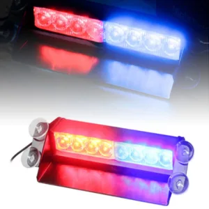 FABTEC - Car Police Light 8 Led Red & Blue Strobe Flashing Warning Emergency Led Lights for All Cars