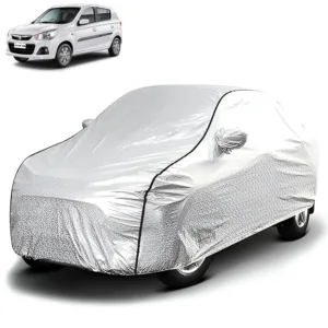 FABTEC - Metallic Silver Black Border Waterproof Car Body Cover for Maruti Suzuki Alto K10
