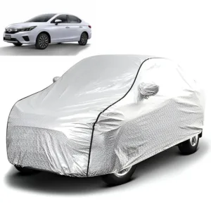 FABTEC - Metallic Silver Black Border Waterproof Car Body Cover for Honda City