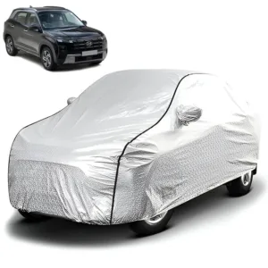 FABTEC - Metallic Silver Black Border Waterproof Car Body Cover for Hyundai Creta