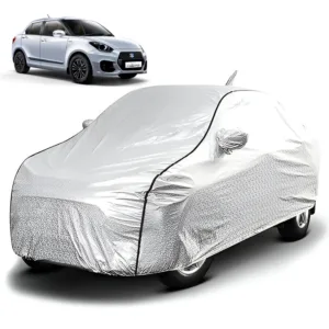 FABTEC - Metallic Silver Black Border Waterproof Car Body Cover for Maruti Suzuki Dzire 2018 - 2024