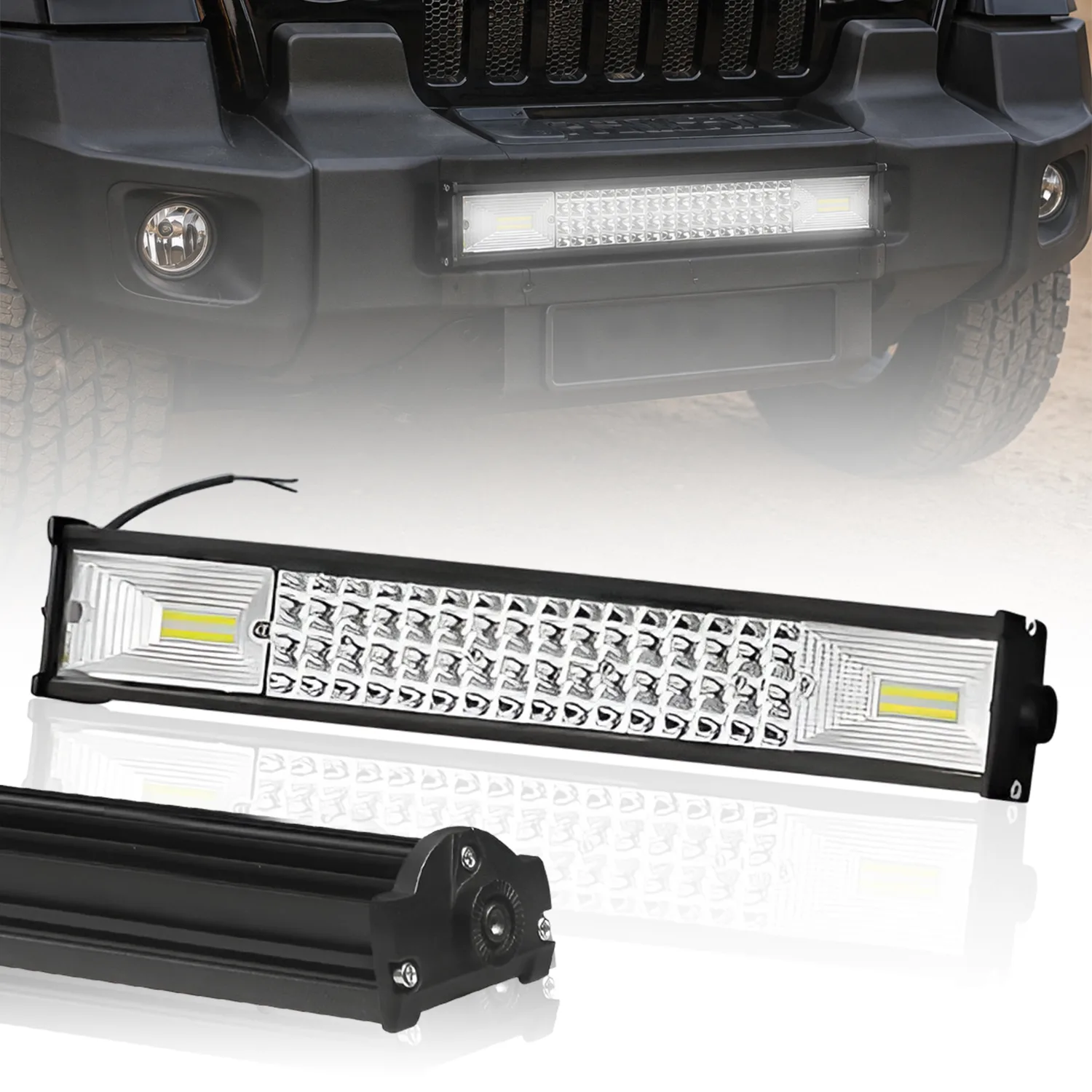 FABTEC Mercury LED Bar Fog Light 96 LED 20 Inch for Cars (White)