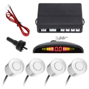 FABTEC Set of 4 White Car Parking Sensor Kit with LED Parking Assistant