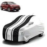 FABTEC - Metallic Silver & Black Stripes Waterproof Car Body Cover for Toyota Glanza