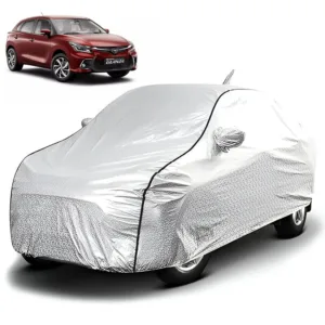 FABTEC - Metallic Silver Black Border Waterproof Car Body Cover for Toyota Glanza 2022