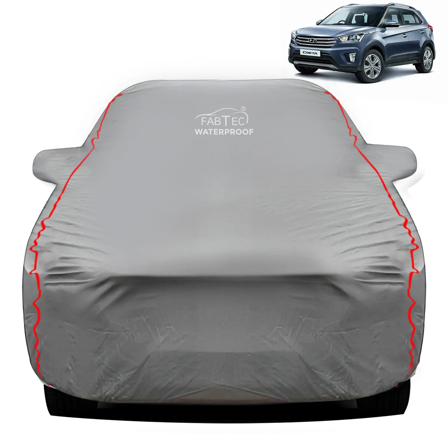 FABTEC - Peva Waterproof Red Border Car Body Cover for Hyundai Creta 2020