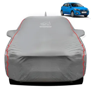 Fabtec Car Body Cover Compatible with Hyundai Elite i20 with Mirror & Antenna Pockets (Heavy Duty, Full Sized, Triple Stitched, Grey)