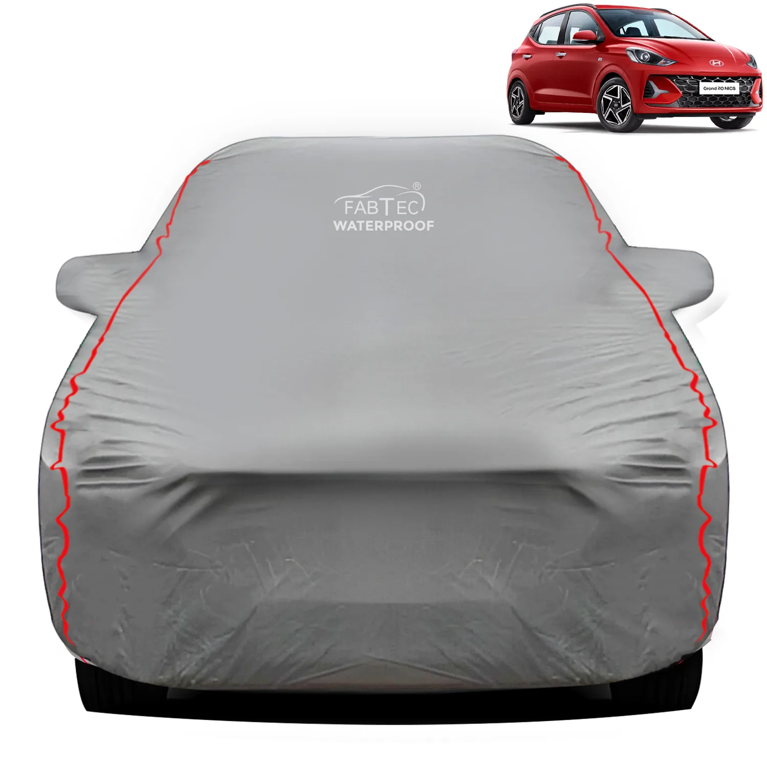 FABTEC -Peva Waterproof Red Border Car Body Cover for Hyundai Grand Nios