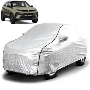 FABTEC - Metallic Silver Black Border Waterproof Car Body Cover for Tata Nexon