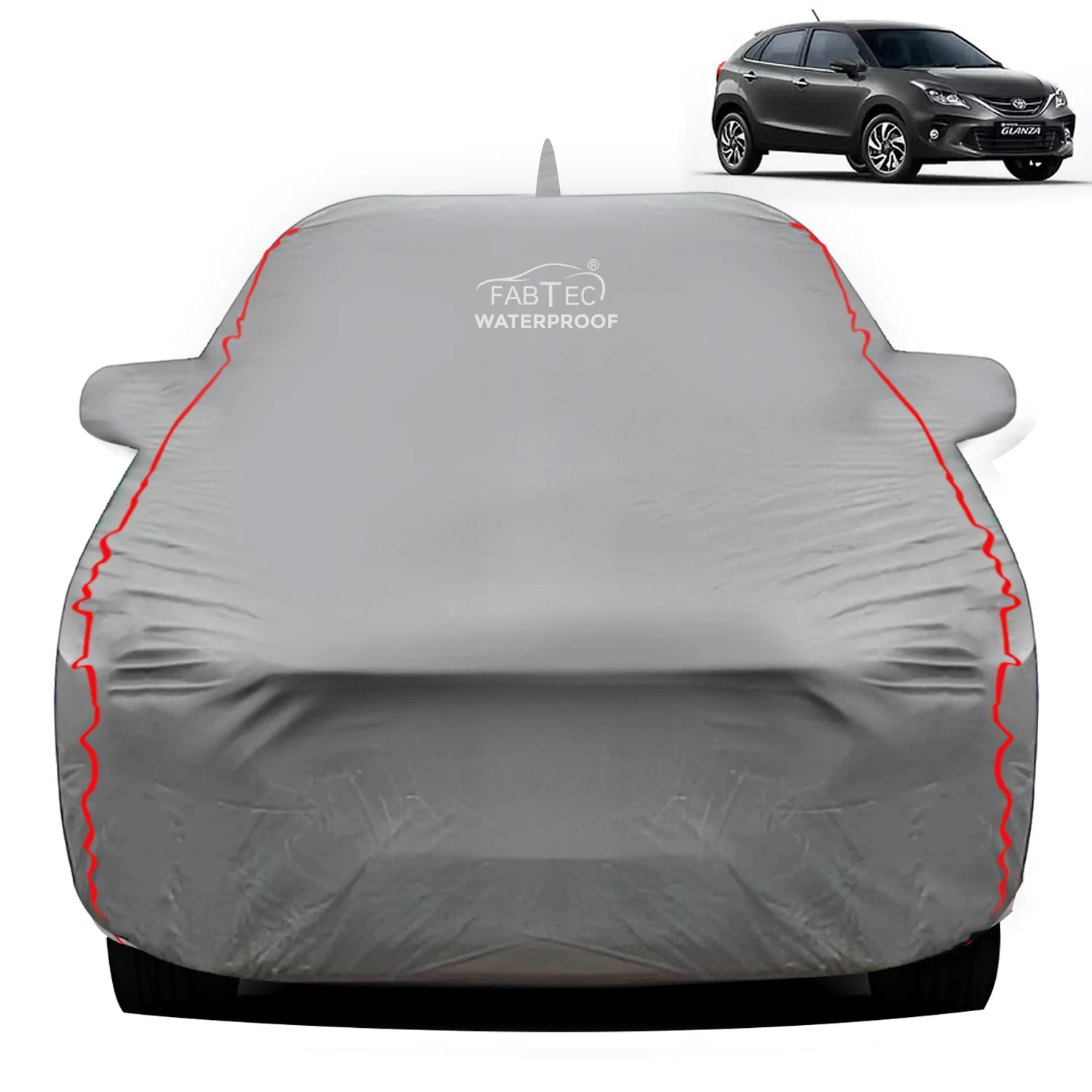 FABTEC - Peva Waterproof Red Border Car Body Cover for Toyota Glanza 2022