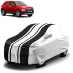 FABTEC - Metallic Silver & Black Stripes Waterproof Car Body Cover for Hyundai Venue