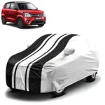 FABTEC - Metallic Silver & Black Stripes Waterproof Car Body Cover for Maruti Suzuki WagonR