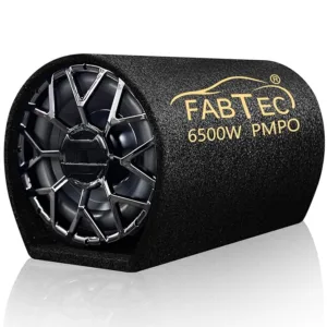 FABTEC 12 Inch High Power Active Super Car Bass Tube Subwoofer with Inbuilt Amplifier Powerful Audio and Deep Bass 6500W (Black)