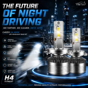 Fabtec Crystal Eye H4 White Plug & Play LED Headlight Bulb For Cars (300W/24000LM/6500K)