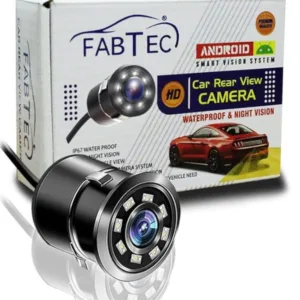 FABTEC 720p AHD Car Rear View Camera for 9 inch Android Screens for Car (8 LED/Moving Lines/AHD-25 FPS)