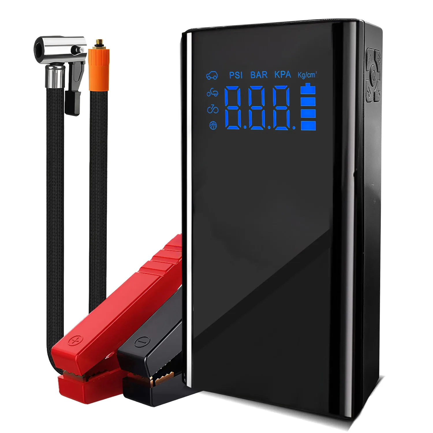 FABTEC Jump Starter with Tyre Inflator Upto 150 PSI, 15000 mAH Powerful Battery, LED Emergency Light, Digital Display & Type C USB Power Bank Compatible with 8.0L Petrol & 5.0L Diesel Engines