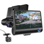 FABTEC 3 Channel DVR Dash Camera Full HD 1080P with Front, Rear and Cabin View Recording Camera for Car Security