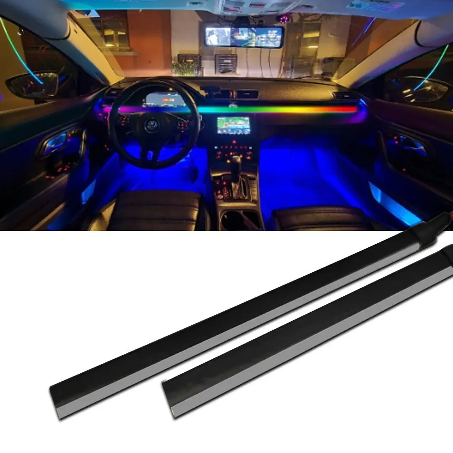 Fabtec Multi Color Matrix Interior Ambient K4 Running Magic Atmosphere Light for Car Dashboard (App Controlled), (110cm & 25cm) Visit the Fabtec Store