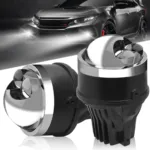 Fabtec 3 Inch App Controlled Tri-Color Projector Lens Fog Light With 3-in-1 Inbuilt 80W LED High/Low Beam 12V Fog Light Projector (White/Yellow, 5500K)