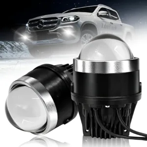 FABTEC 3 Inch 80W Tri Color 3 in 1 White/Yellow/Natural White High Power LED Projector Fog Light for Cars – High/Low Beam Projector (White/Yellow, 5500K)