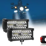 FABTEC 7 Inch 38 LED Yellow White Fog Bar Light for All Motorcycles Bike & Scooty with On/Off Switch