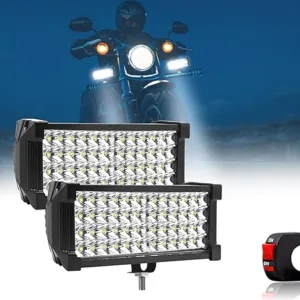 FABTEC 7 Inch 48 LED White Fog Bar Light for All Motorcycles Bike & Scooty with On/Off Switch