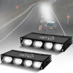 FABTEC T1 Hidden Drive 4 Led 120W Bumper Projector Fog Lights, Super Bright 15000LM White + Yellow Dual Beam + Flasher Spot Beam Fog Lights for Cars (Set of 2)