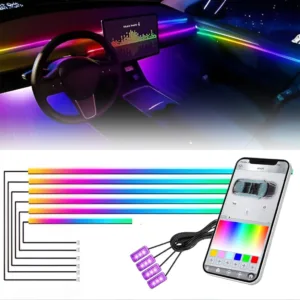 Fabtec Multi Color K4 10 in 1 Matrix Interior Ambient Running Atmosphere Light for Dashboard, Doors & Under Dash Ambience (App Controlled, Set of 10)