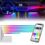 Fabtec Multi Color K4 6 in 1 Matrix Interior Ambient Running Atmosphere Light for Dashboard & 4 Doors (App Controlled, Set of 6)