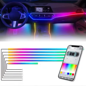 Fabtec Multi Color K4 6 in 1 Matrix Interior Ambient Running Atmosphere Light for Dashboard & 4 Doors (App Controlled, Set of 6)