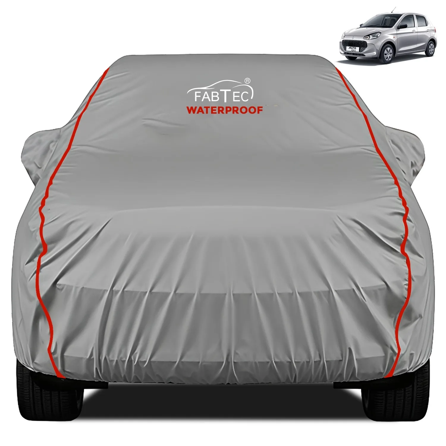 FABTEC - Peva Waterproof Red Border Car Body Cover for Alto K10