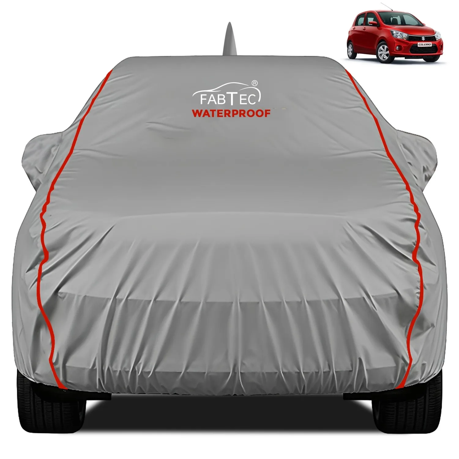 FABTEC - Peva Waterproof Red Border Car Body Cover for Maruti Suzuki Celerio