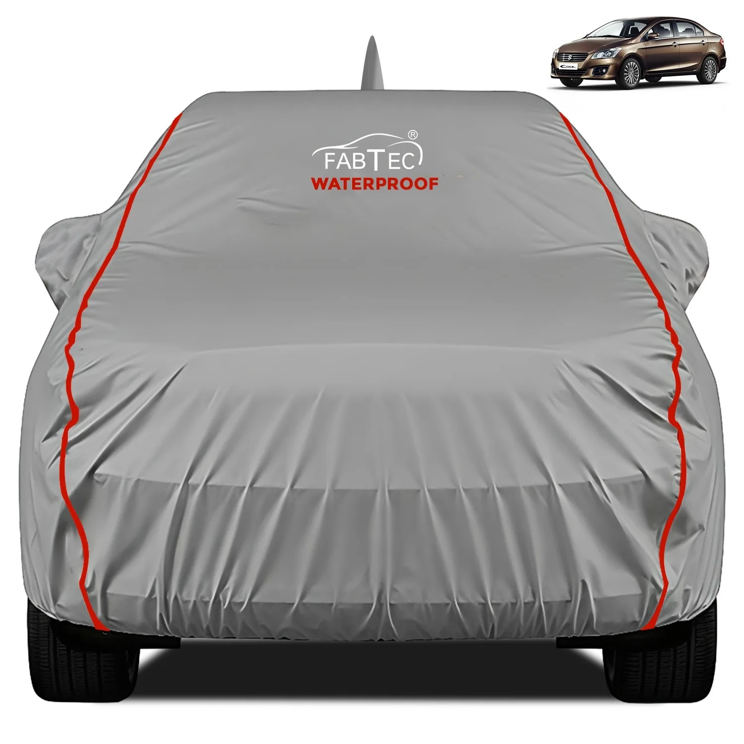 FABTEC - Peva Waterproof Red Border Car Body Cover for Maruti Suzuki Ciaz