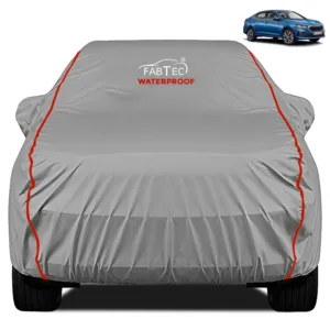 FABTEC - Peva Waterproof Red Border Car Body Cover for Skoda Slavia