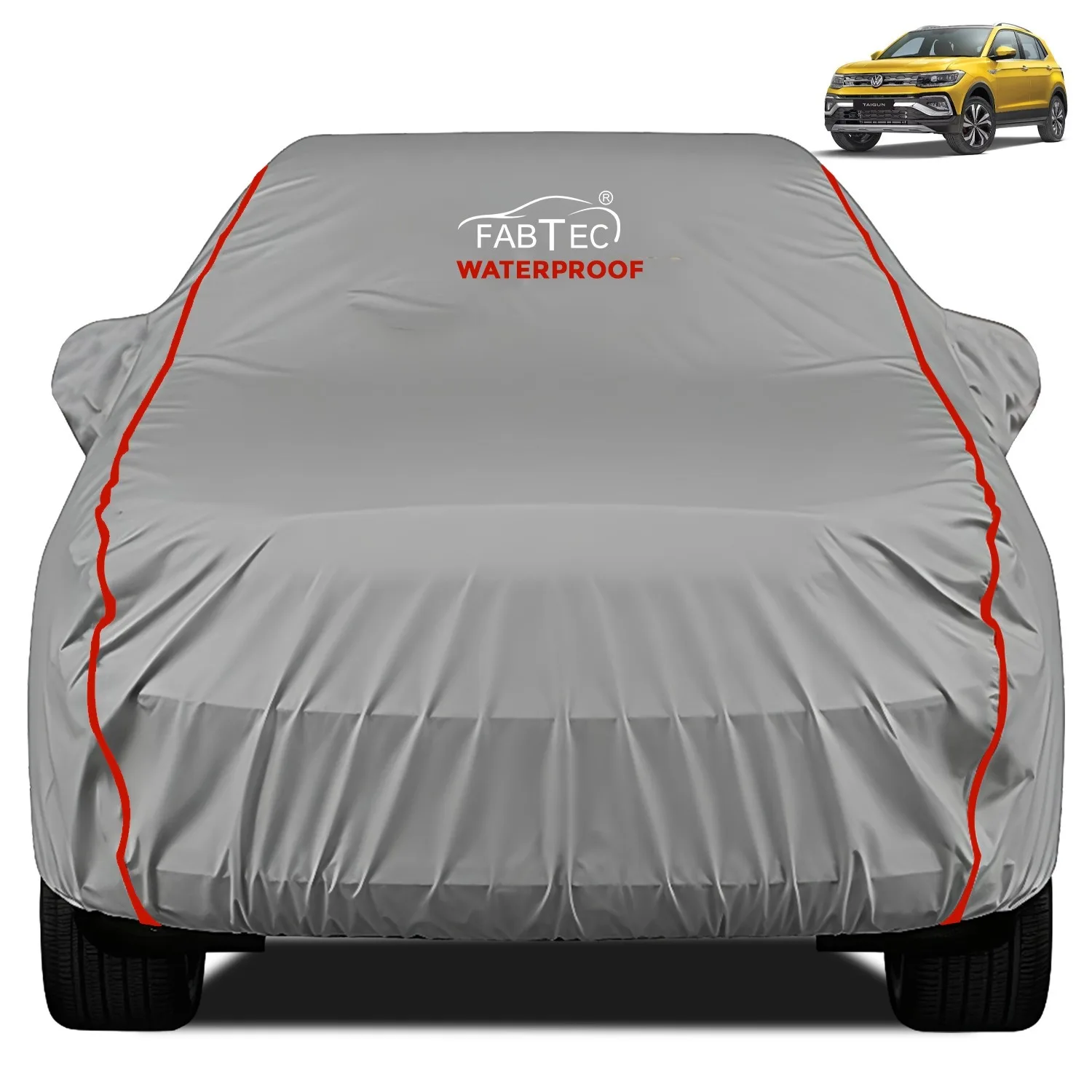 FABTEC - Peva Waterproof Red Border Car Body Cover for Volkswagen Taigun