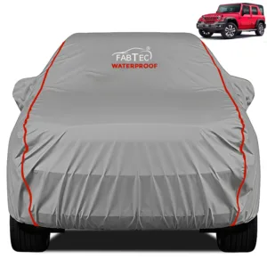 FABTEC Waterproof Dark Grey Peva Car Body Cover For Mahindra Thar Roxx