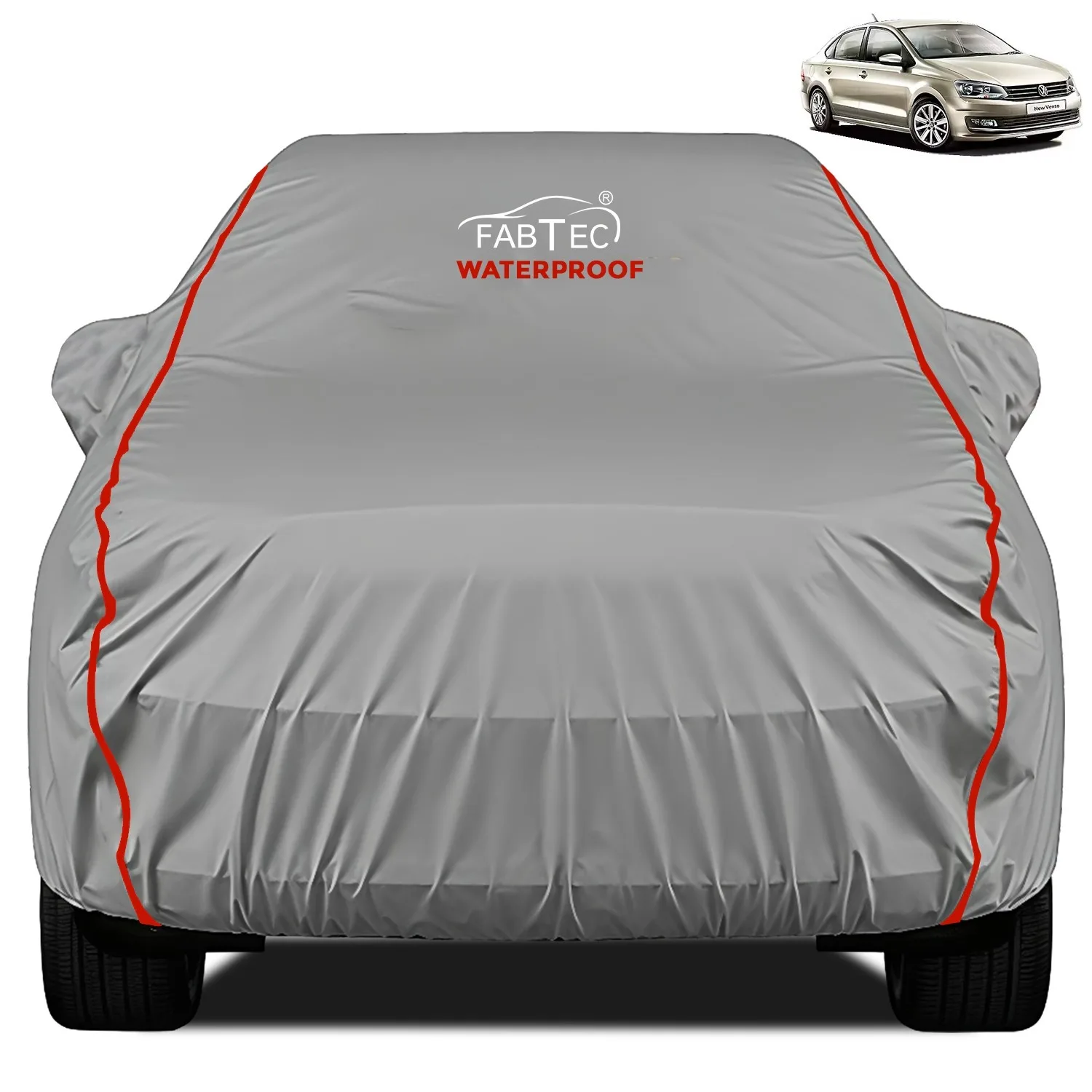 FABTEC - Peva Waterproof Red Border Car Body Cover for Volkswagen vento
