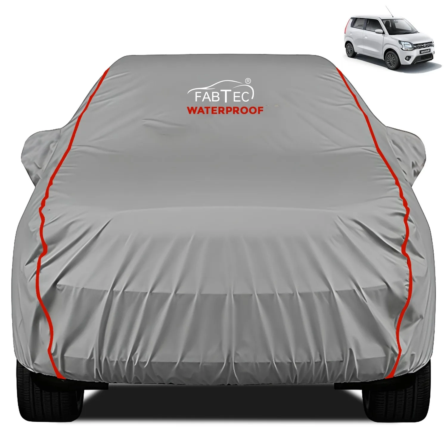 FABTEC - Peva Waterproof Red Border Car Body Cover for Maruti Suzuki Wagon R