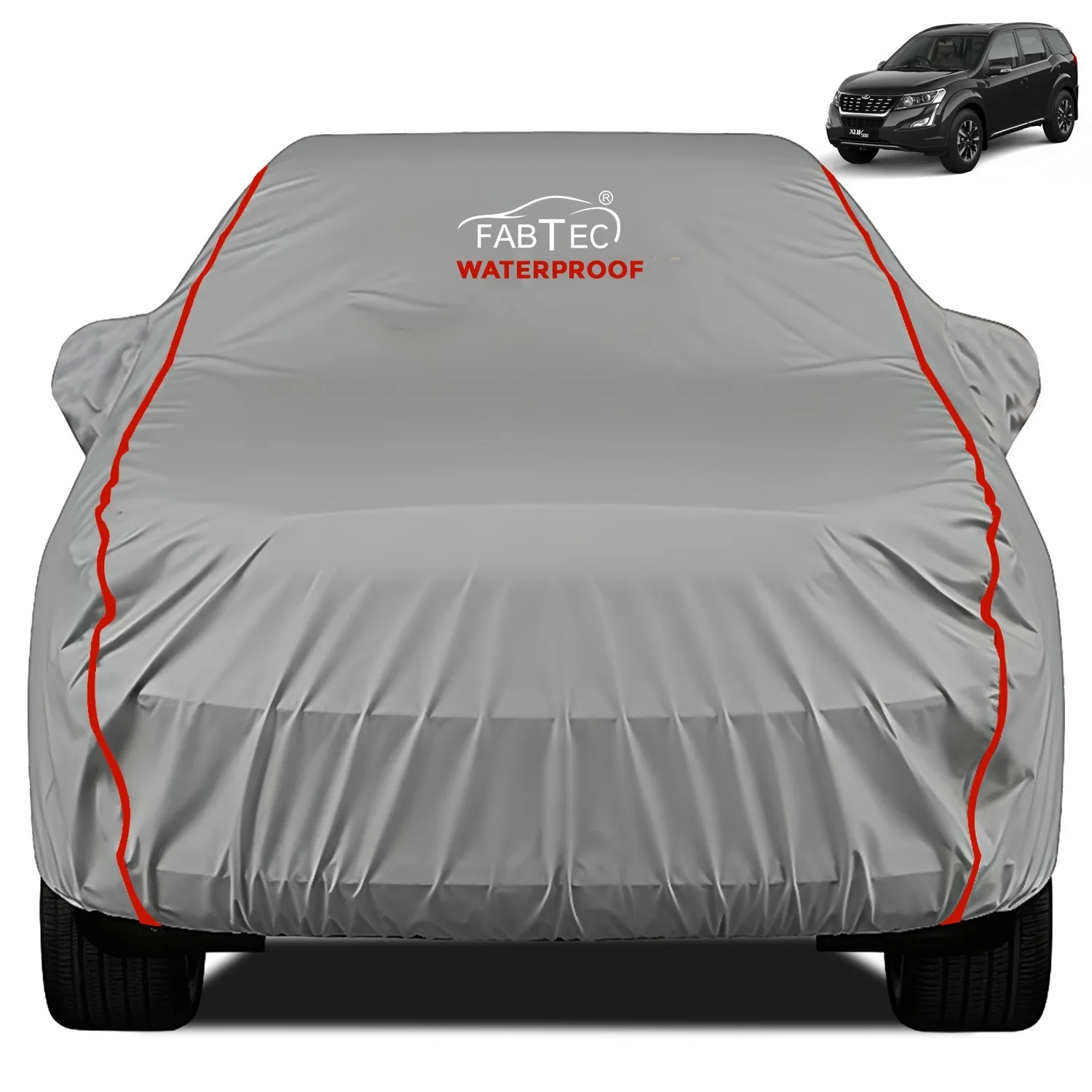 FABTEC - Peva Waterproof Red Border Car Body Cover for Mahindra XUV500