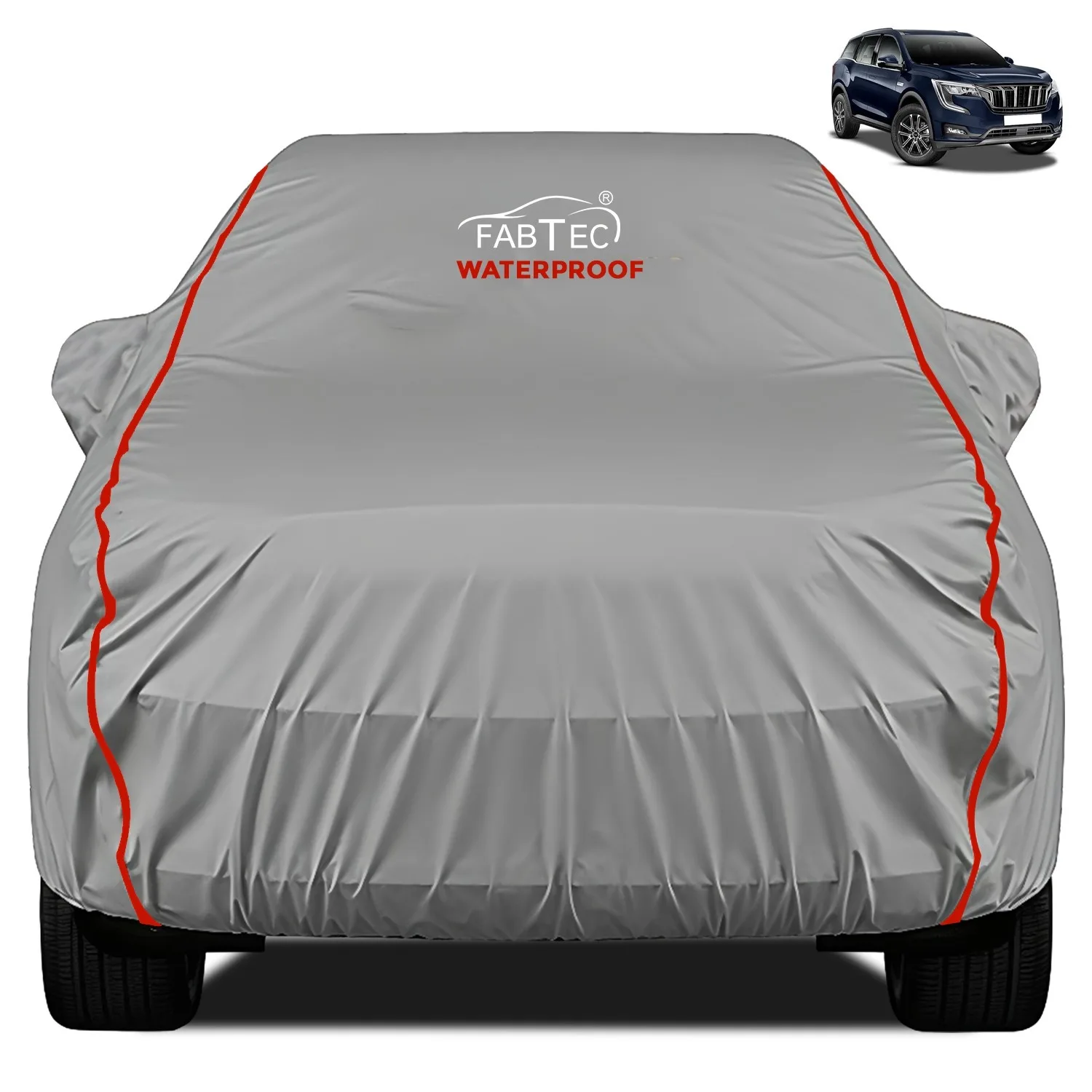 FABTEC - Peva Waterproof Red Border Car Body Cover for Mahindra XUV700