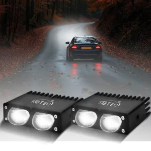 FABTEC T1 Hidden Drive 2 Led 80W Bumper Projector Fog Lights, Super Bright 9000LM White + Yellow Dual Beam + Flasher Spot Beam Fog Lights for Cars (Set of 2)