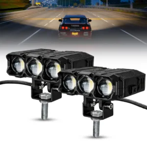 Fabtec Front Grille 220 WATTS Darkhunter Hidden Projector Fog Lights Cars, 6500K Cool White Super Bright Driving Fog Lights Hi/Lo Beam Fog Light Auxiliary Lamp for Offroad 2 Pack