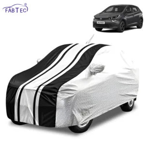 FABTEC Waterproof Silver & Black Stripes Car Body Cover for Tata Altroz 2023 – 2025