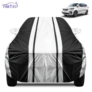 FABTEC Waterproof Silver & Black Stripes Car Body Cover for Maruti Suzuki Ertiga 2021 – 2026