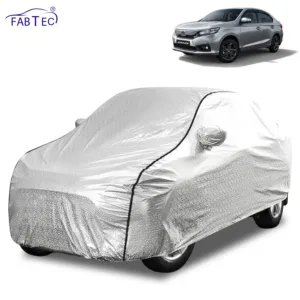 FABTEC Waterproof Metallic Silver Car Body Cover For Honda  Amaze 2022 - 2026