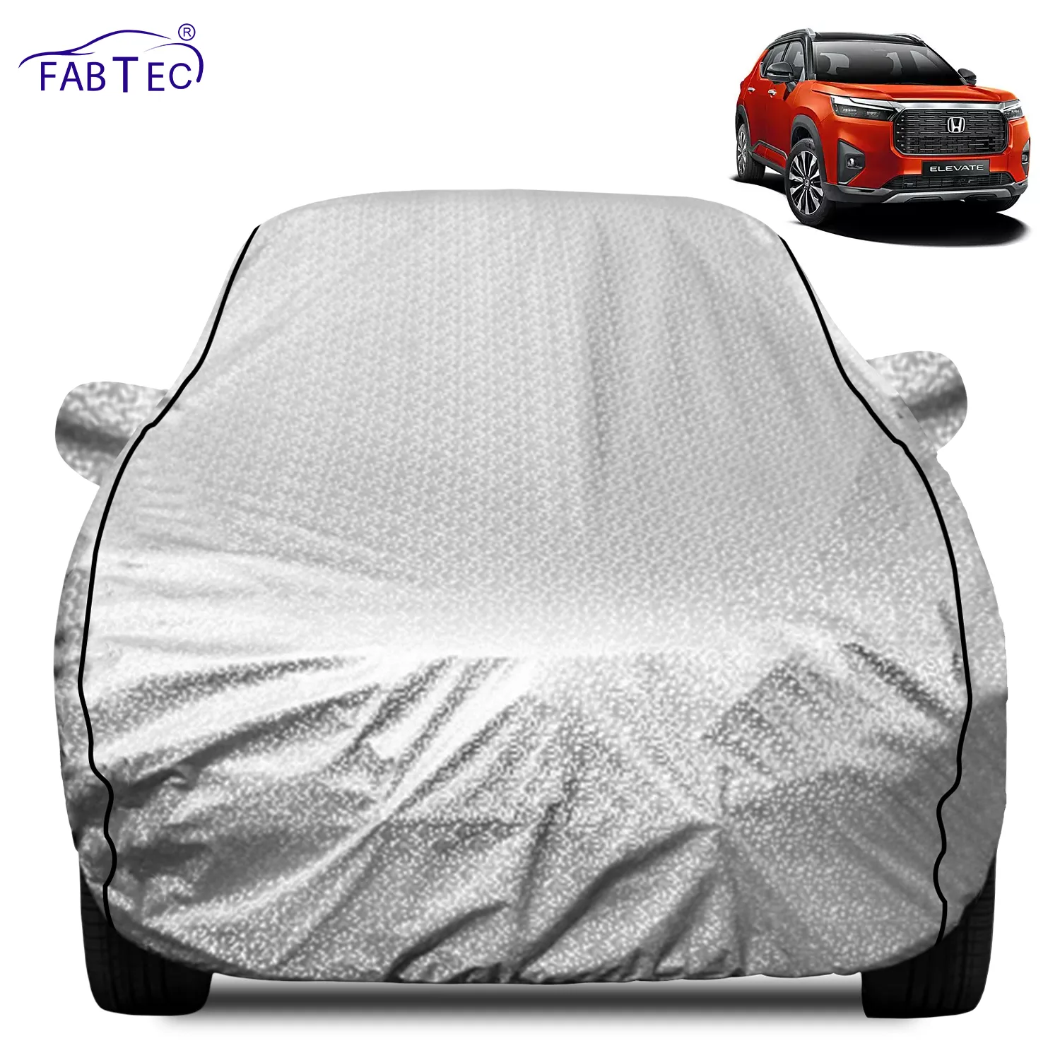 FABTEC Waterproof Metallic Silver Car Body Cover For Honda  Elevate 2023 - 2026